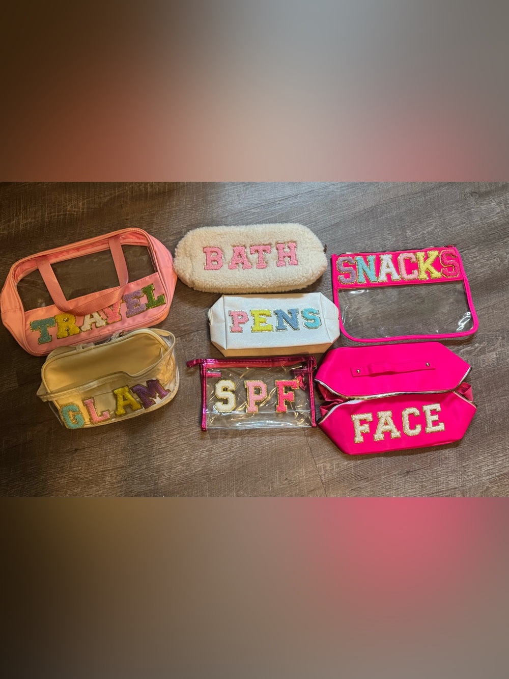 Set of 7 Patch Letter Bags